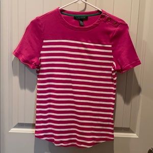 Pink and white striped short sleeve